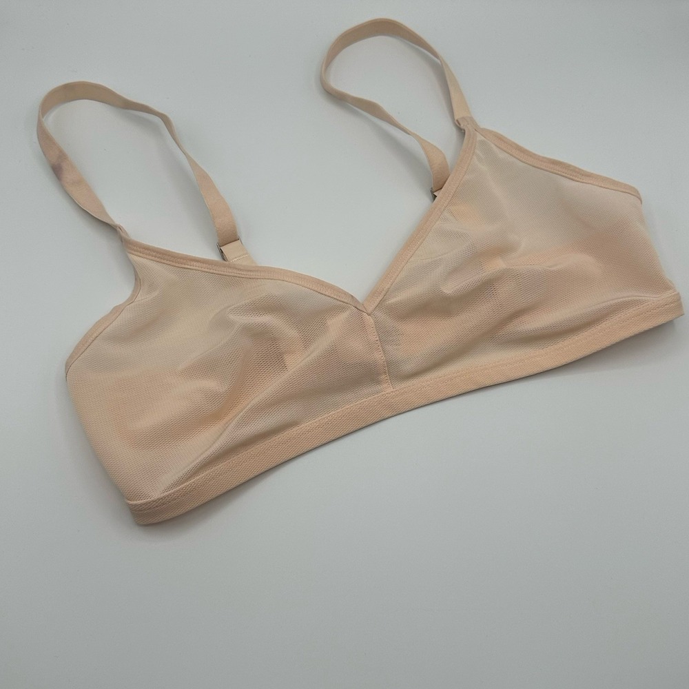 Negative Sieve Demi Bra Women Size 2 Nude  Mesh Sheer Unlined Wireless